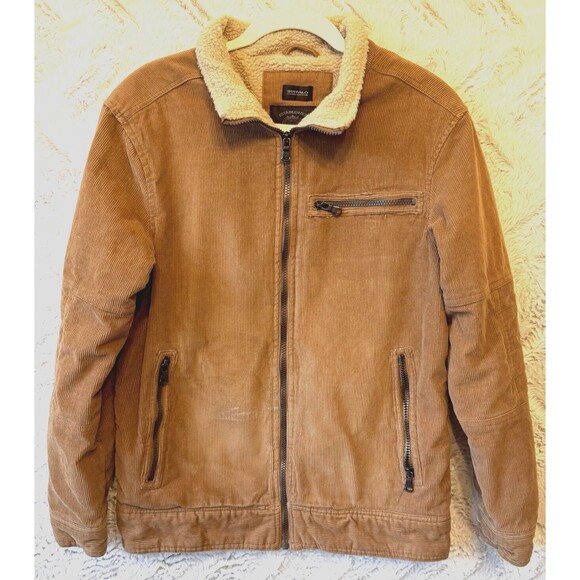 Buffalo David Bitton Jacket Men Size S Tan Light Brown Corduroy Sherpa Lined Y2K - Picture 1 of 11